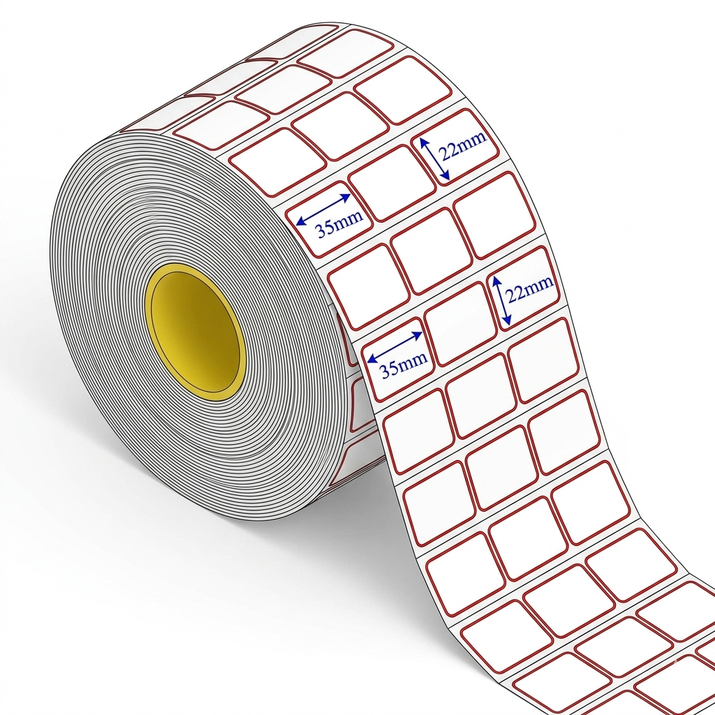 Giấy decal 3 tem 35x22mm x 50m (tem mã vạch, tem giá) decal giấy 35x22mm x 50m 3 tem tem giá mã vạch cần ribbon hudi.vn