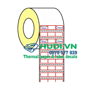 decal giấy 3 tem 35x22mm 50m tem giá mã vạch cần ribbon hudi.vn