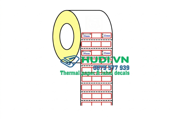 decal giấy 3 tem 35x22mm 50m tem giá mã vạch cần ribbon hudi.vn