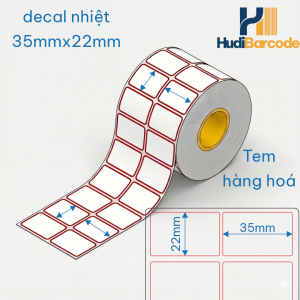 Decal nhiệt 35x22mm 2 tem hàng khổ 70mm in mã vạch