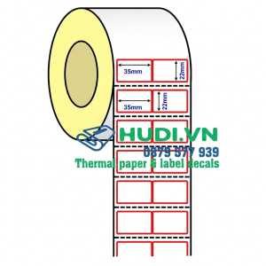 giấy decal nhiệt 2 tem 35x22mm 30m tem giá mã vạch hudi.vn