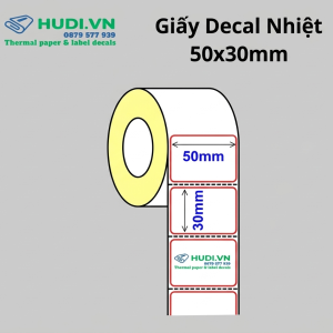 giấy decal nhiệt 50x30mm 30m tem trà sữa cà phê hudi.vn