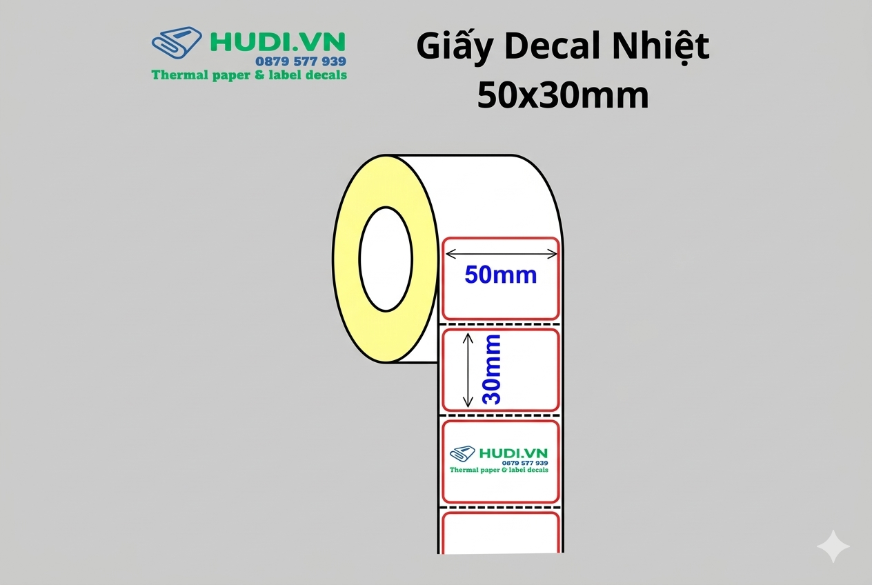 giay-decal-nhiet-50x30mm-30m-tem-tra-sua-hudi giấy decal nhiệt 50x30mm 30m tem trà sữa cà phê hudi.vn