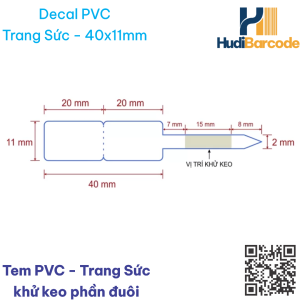 Decal PVC 40x11 - Khử Keo - Tem trang sức