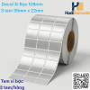 Cuộn decal xi bạc 35x22mm 3 tem/hàng x 50m – ~6.000 tem, chịu nhiệt hóa chất