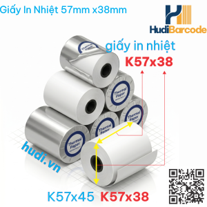 Cuộn giấy in nhiệt K57×38mm – ~15m/cuộn, 65gsm OJI