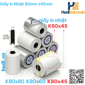 Thông số: 80mm × Ø45mm, lõi 15/19mm, 70gsm
