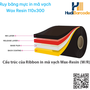 Mực ribbon Wax Resin 110mm 300m màu đen hudi.vn