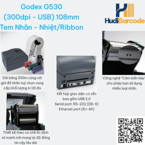 Máy in tem nhãn Godex G530 300dpi USB Đài Loan hudi.vn