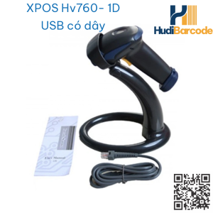 Máy quét mã vạch Xpos HV-760 laser 1D USB có chân đế hudi.vn
