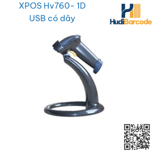 Máy quét mã vạch Xpos HV-760 đặt trên chân đế bán tạp hóa
