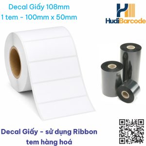 Decal Giấy 100x50mm x 50m – 1 Tem – Tem Nhãn Khổ Rộng dùng ribbon