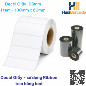 Decal Giấy 100x60mm x 50m – 1 Tem – Tem Nhãn dùng ribbon