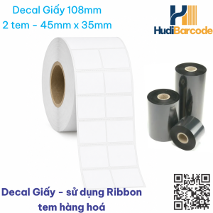Decal Giấy 45x35mm x 50m – 2 Tem – Tem Hàng Hoá dùng ribbon