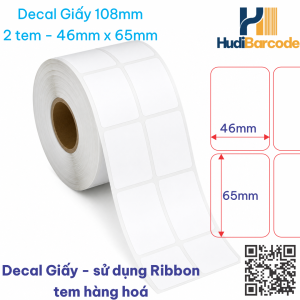 Decal Giấy 46x65mm x 50m – 2 Tem – Tem Dọc Lớn