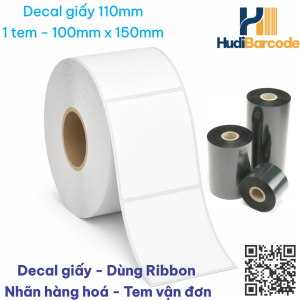 Decal giấy 100×150mm – tem thùng hàng kho dài ngày, cần ribbon