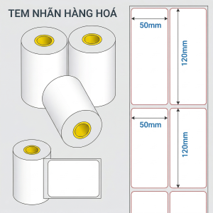 Tem decal 50x120mm dán trên thùng carton kho hàng