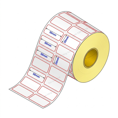 decal giấy 50x20mm x 50m 2 tem tem nhãn sản phẩm cần ribbon hudi.vn