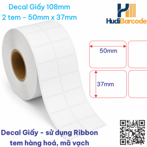 Decal Giấy 50x37mm x 50m – 2 Tem – Lõi 45mm