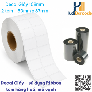 Decal Giấy 50x37mm x 50m – 2 Tem – Lõi 45mm