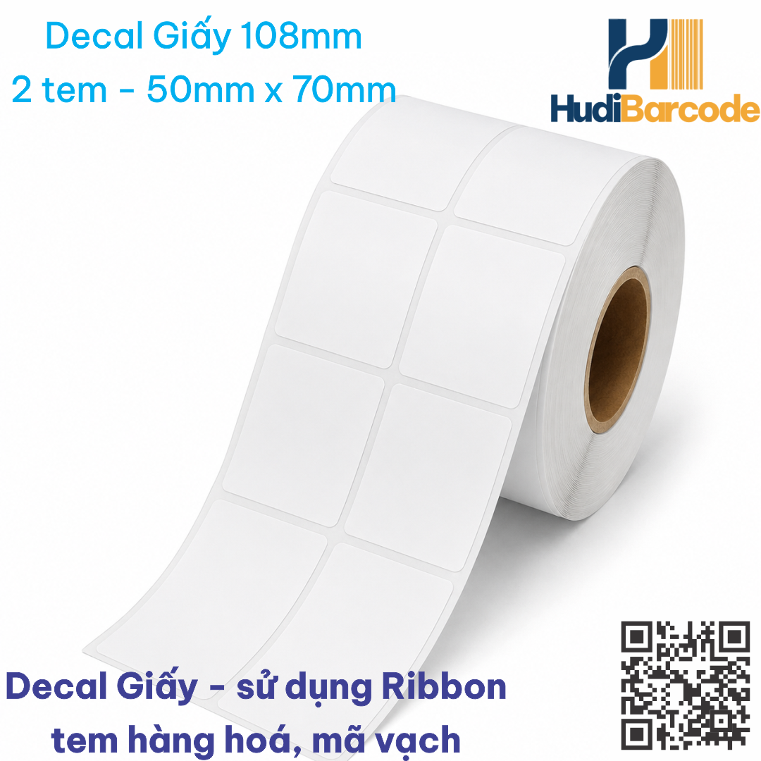 Decal giấy 50x70mm x 50m 2 tem Decal Giấy 50x70mm x 50m – 2 Tem – Kho Hàng