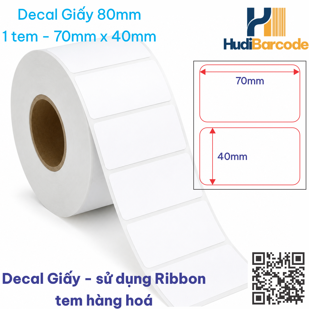 Decal giấy 70x40mm x 50m 1 tem Decal Giấy 70x40mm x 50m – 1 Tem – Thời Trang, Bán Lẻ
