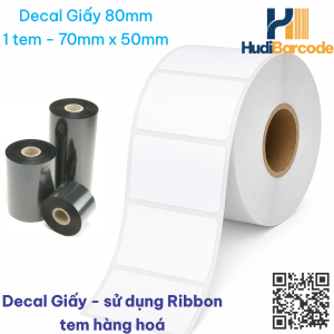 Decal Giấy 70x50mm x 50m – 1 Tem – Bán Lẻ dùng ribbon