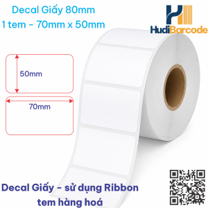 Decal Giấy 70x50mm x 50m – 1 Tem – Bán Lẻ
