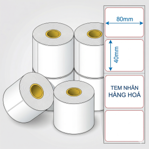 Decal giấy 80x40 kết hợp ribbon Wax Premium in mã vạch