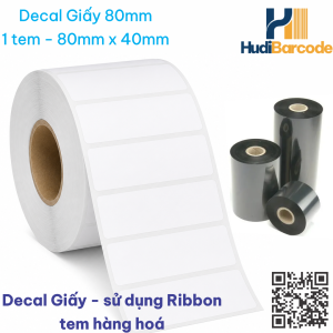 Decal Giấy 80x40mm x 50m – 1 Tem – Tem Rộng, Siêu Thị dùng ribbon