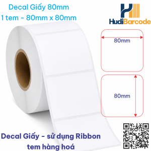 Decal Giấy 80x80mm x 50m – 1 Tem – Tem Vuông QR