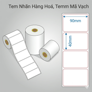 Tem decal giấy nền trắng 90×40mm in mã vạch