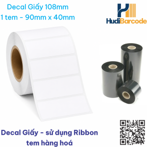 Decal Giấy 90x40mm x 50m – 1 Tem – In Mã Vạch Tem Nhãn dùng ribbon