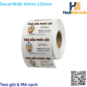giấy decal nhiệt 40x25mm 30m tem cân điện tử order trà sữa hudi.vn