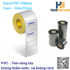 Decal PVC 104x22mm x 50m 1 tem cuộn sử dụng Ribbon