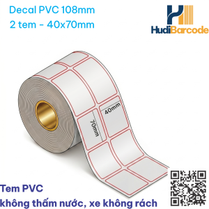 Decal PVC 40x70mm 50m 2 tem xé không rách chống nước
