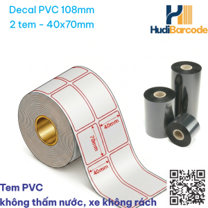 Decal PVC 40x70mm 50m 2 tem xé không rách chống nước Sử dụng Ribbon