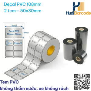Decal PVC 50x30mm 50m 2 tem xé không rách chống nước Sử dụng Ribbon