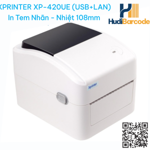 Máy in tem nhãn Xprinter XP-420UE 203dpi USB LAN hudi.vn