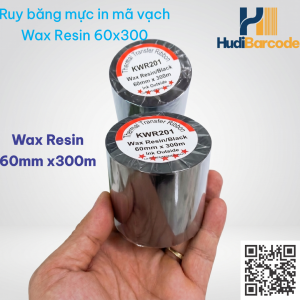 Cuộn mực ribbon wax resin 60x300m màu đen – HudiBarcode