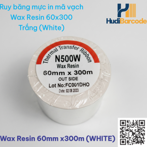 Cuộn mực ribbon wax resin 60x300m màu trắng – HudiBarcode