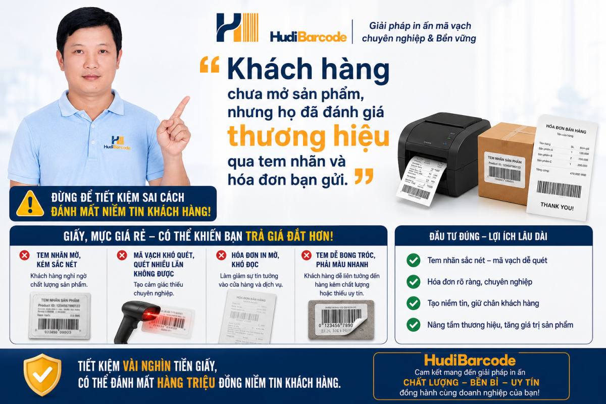 Tem in ra mờ, mất nét, máy quét đọc không nổi là lỗi rất hay gặp và thường khiến chủ shop hoang mang.